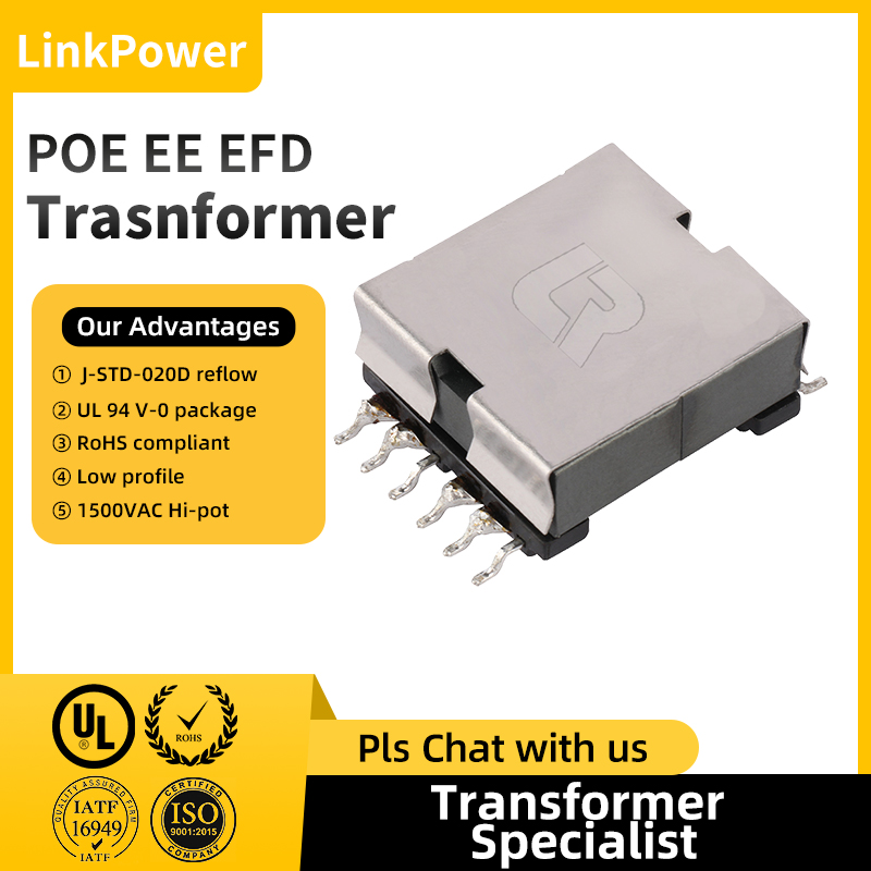 Advanced PoE transformers provide efficient power and data transfer to network devices.